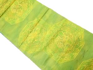 アンティーク　絵皿に唐花模様織り出し袋帯（材料）